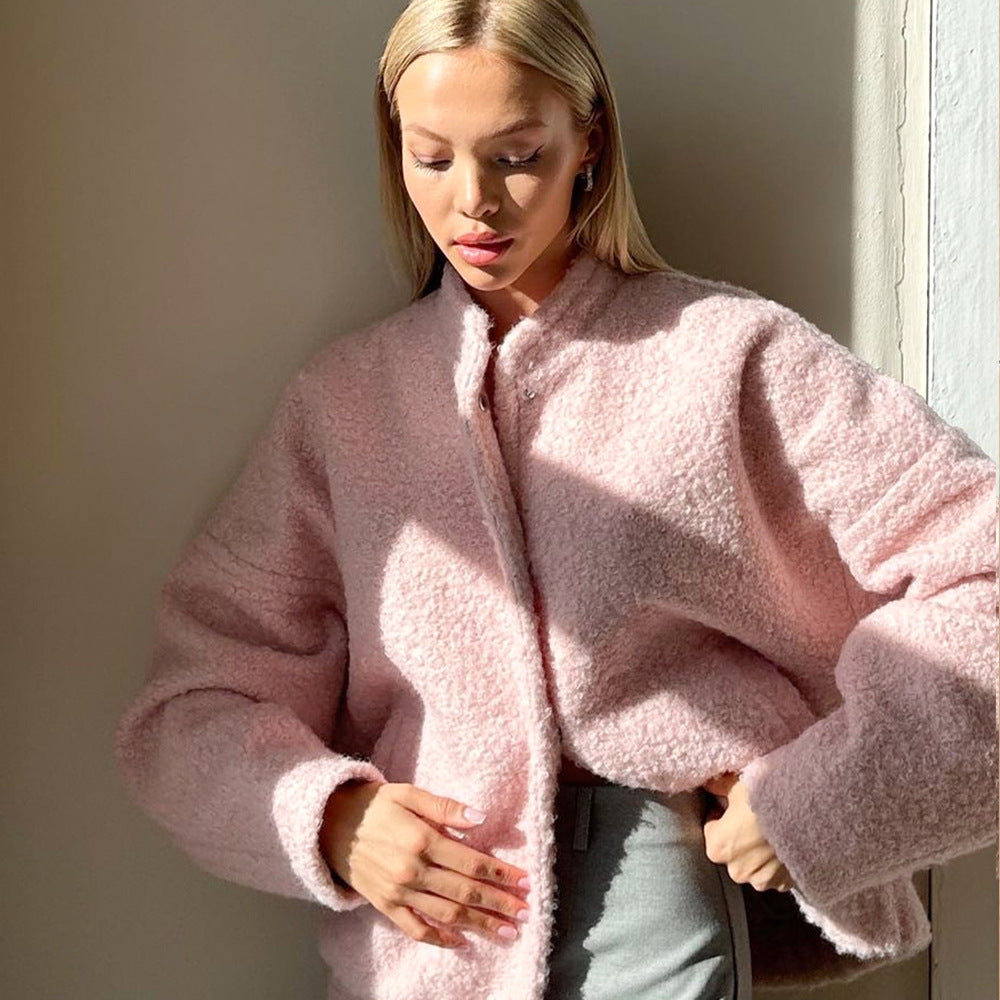 Niveah - Zachte Roze Wollen Jas