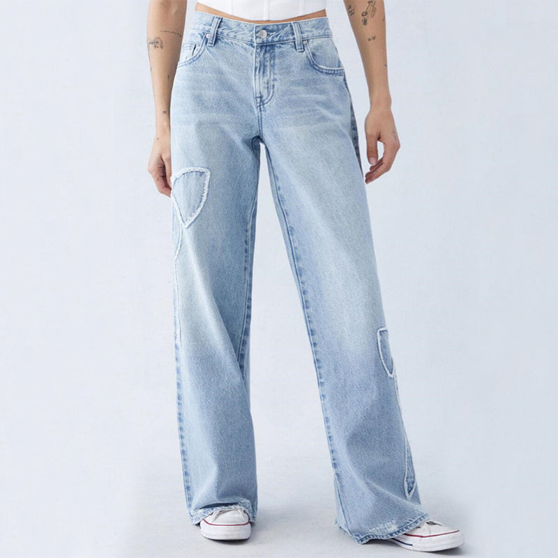 Tessi - Geborduurde Gerafelde Vlinder Jeans
