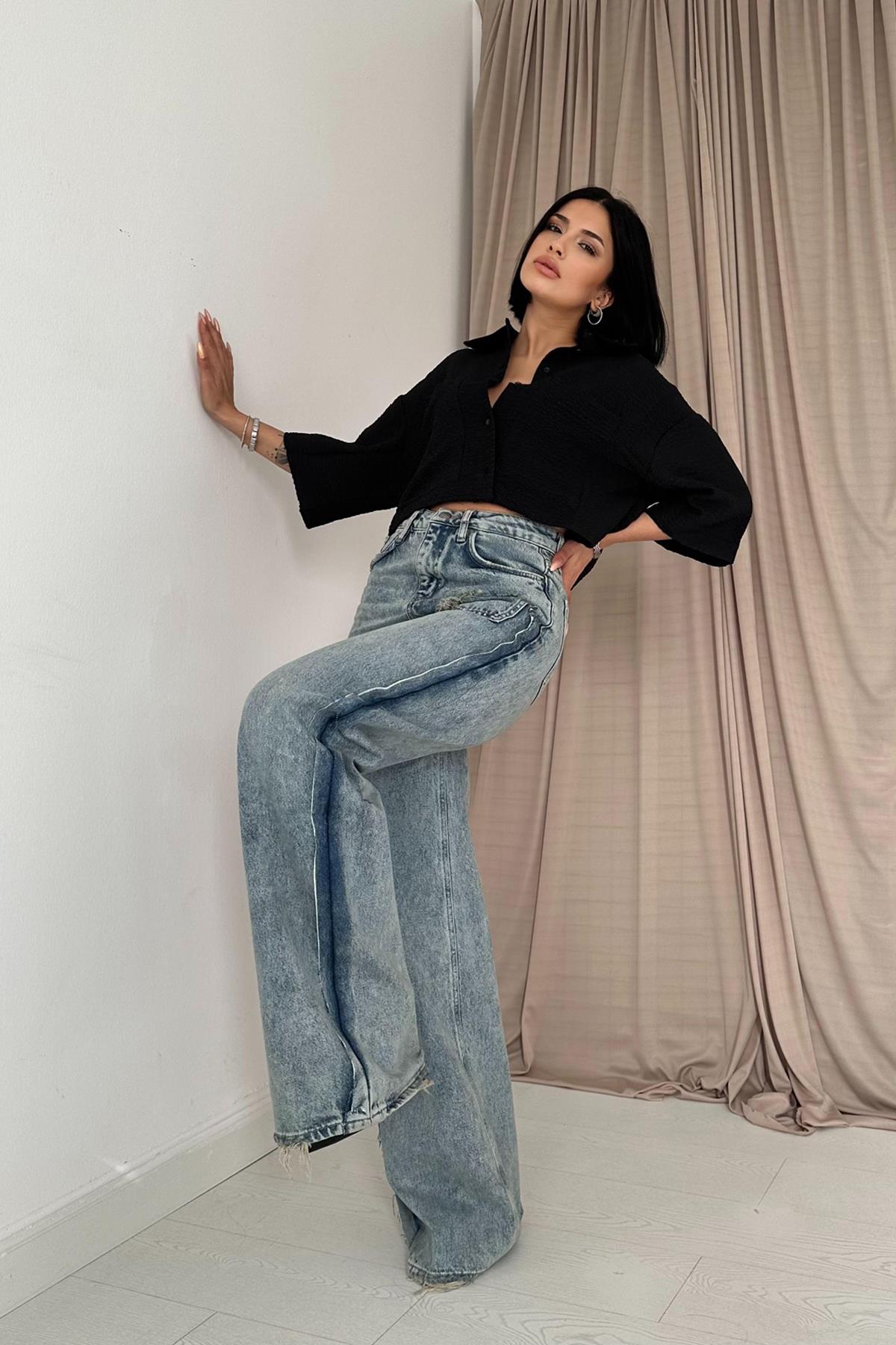 Sasha - Jeansbroek Met Zijsplitten