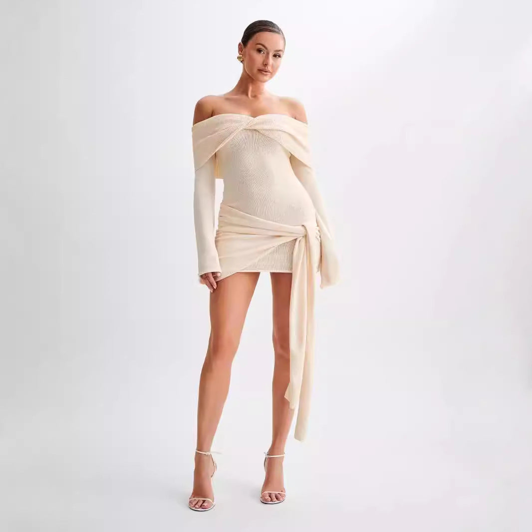 Zuley - Off-Shoulder Gebreide Mini - Jurk