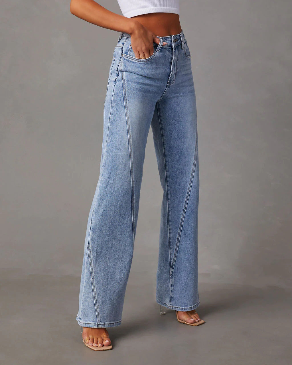 Lena - Dames Jeans met Wijde Pijpen