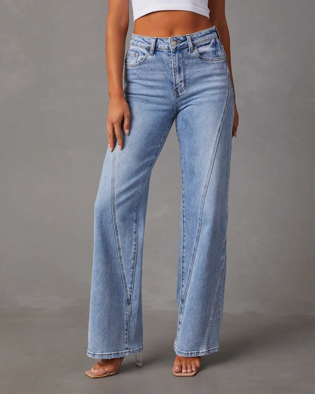 Lena - Dames Jeans met Wijde Pijpen