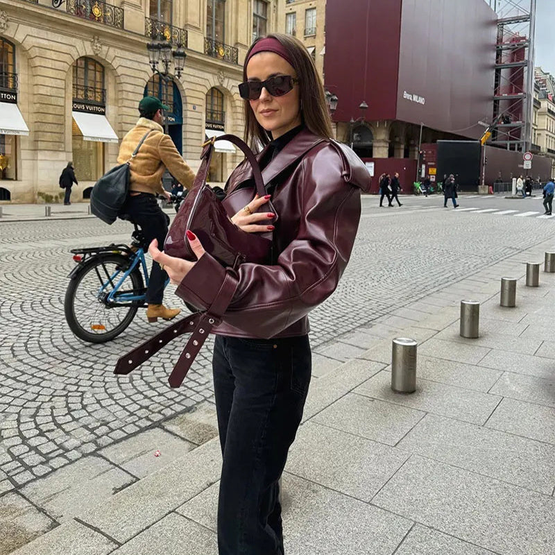 Isabel - Leren Cropped Jacket
