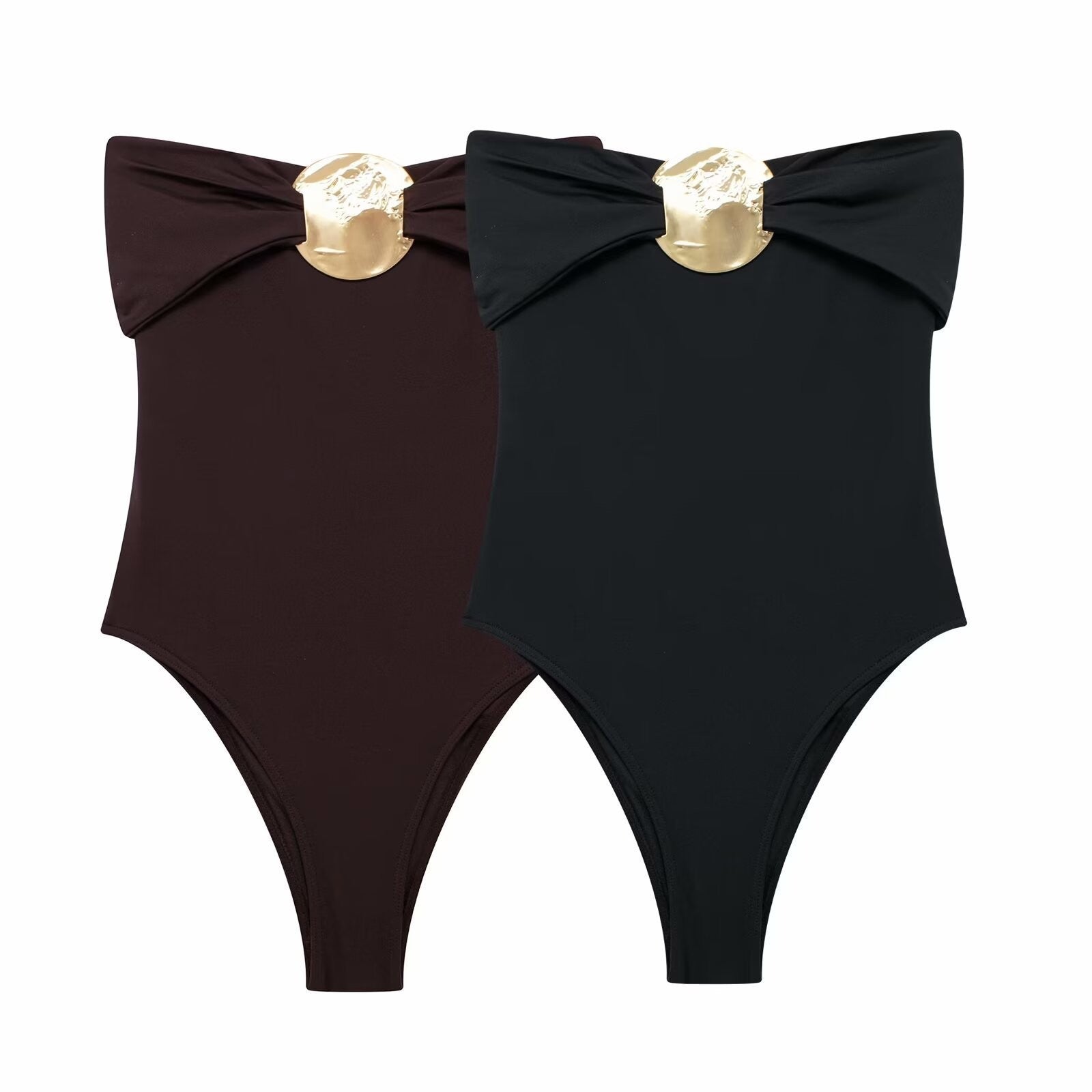 Luxe Bodysuit met Gouden Metal Accenten