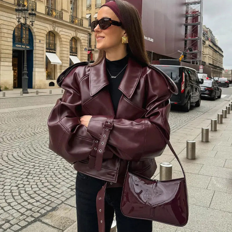 Isabel - Leren Cropped Jacket