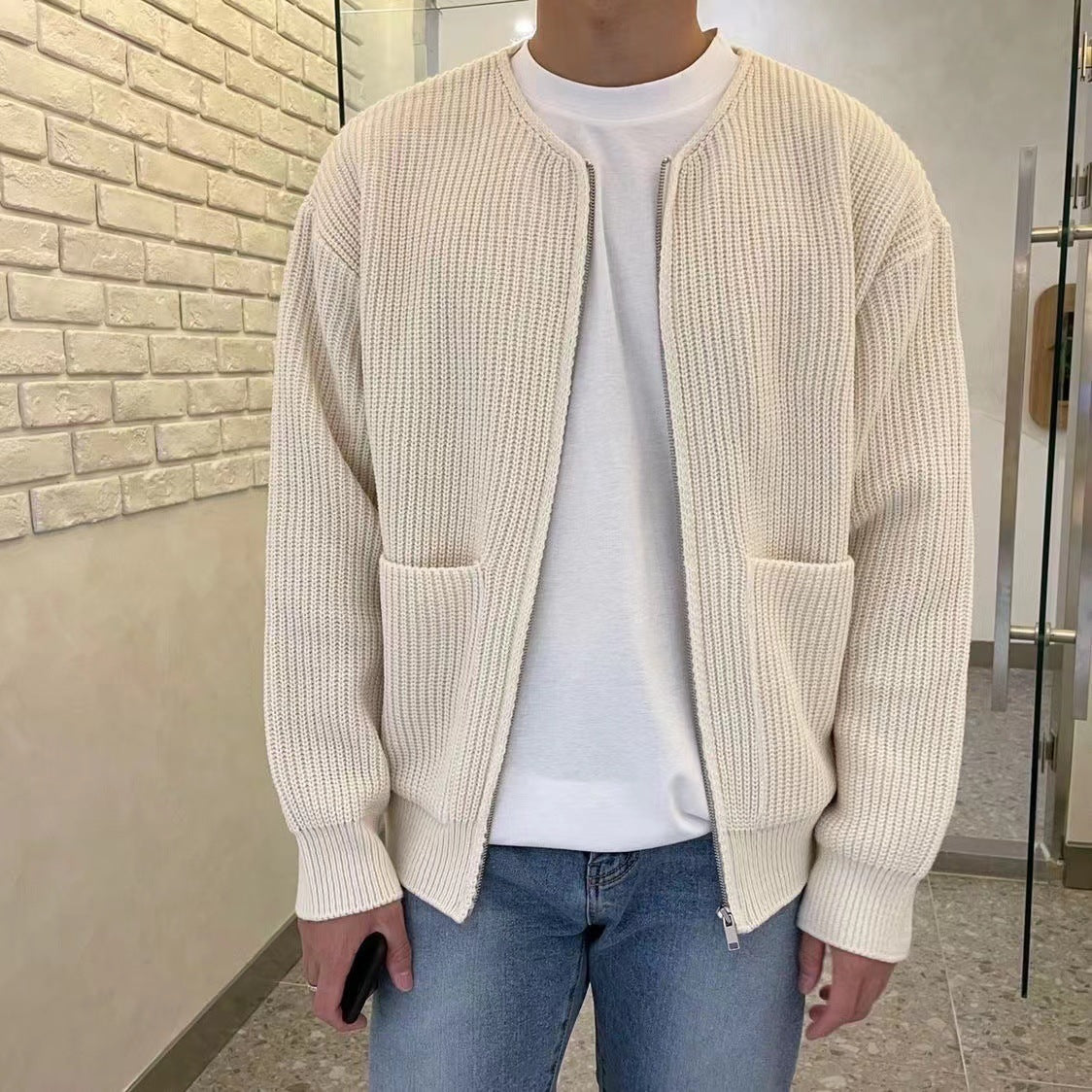 Richard - Gebreide Cardigan met Ritssluiting