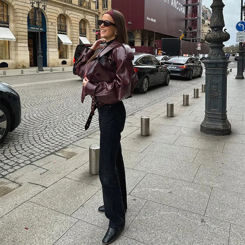 Isabel - Leren Cropped Jacket