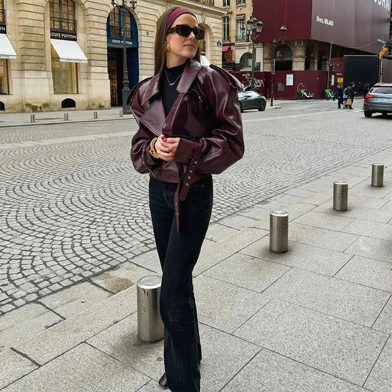 Isabel - Leren Cropped Jacket