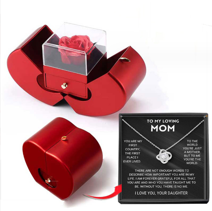 Rose Appel Sieraad doos - Met Eeuwige Roos ketting.