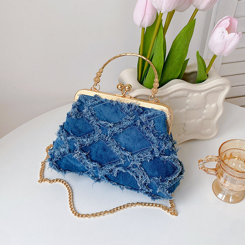 Mireh™ | Denim Gouden Kettingschoudertas