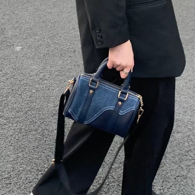 Nohelah™ | Denim en Leren Boston Tas