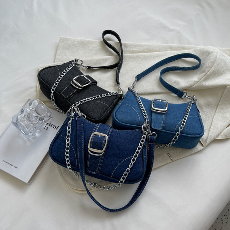 Tisairah™ | Umhängetasche und Handtasche mit silbernen Ketten