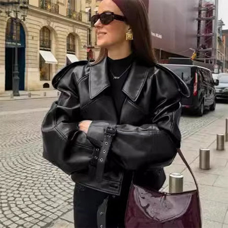 Isabel - Leren Cropped Jacket