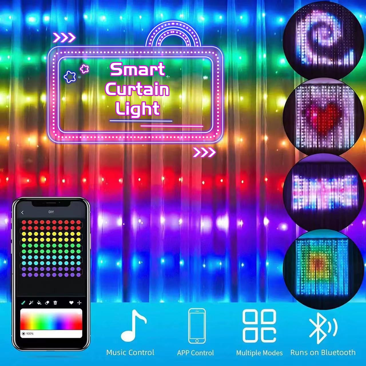 Slimme LED Gordijn™ | Met Bluetooth APP-bediening.
