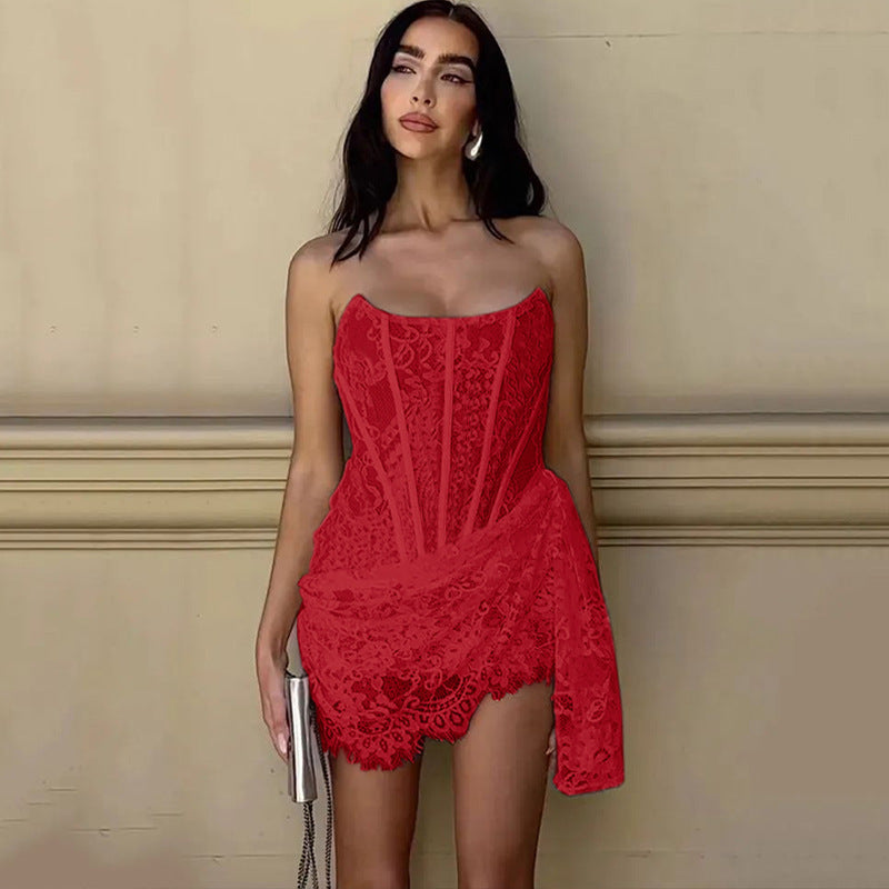 Louise™ | Strapless Kanten Jurk