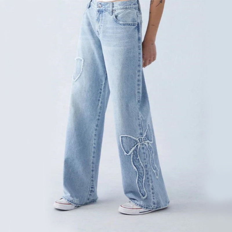 Tessi - Geborduurde Gerafelde Vlinder Jeans