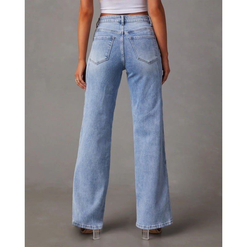 Lena - Dames Jeans met Wijde Pijpen