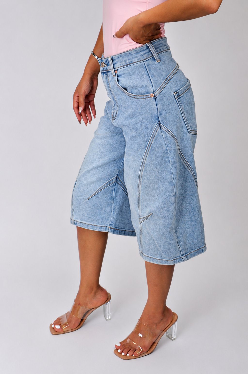 Blue Denim Balloon Bermuda