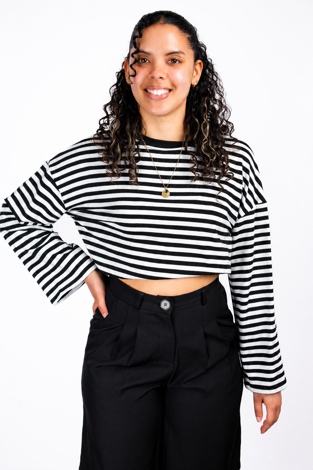 Séréna Stripe Top - Black