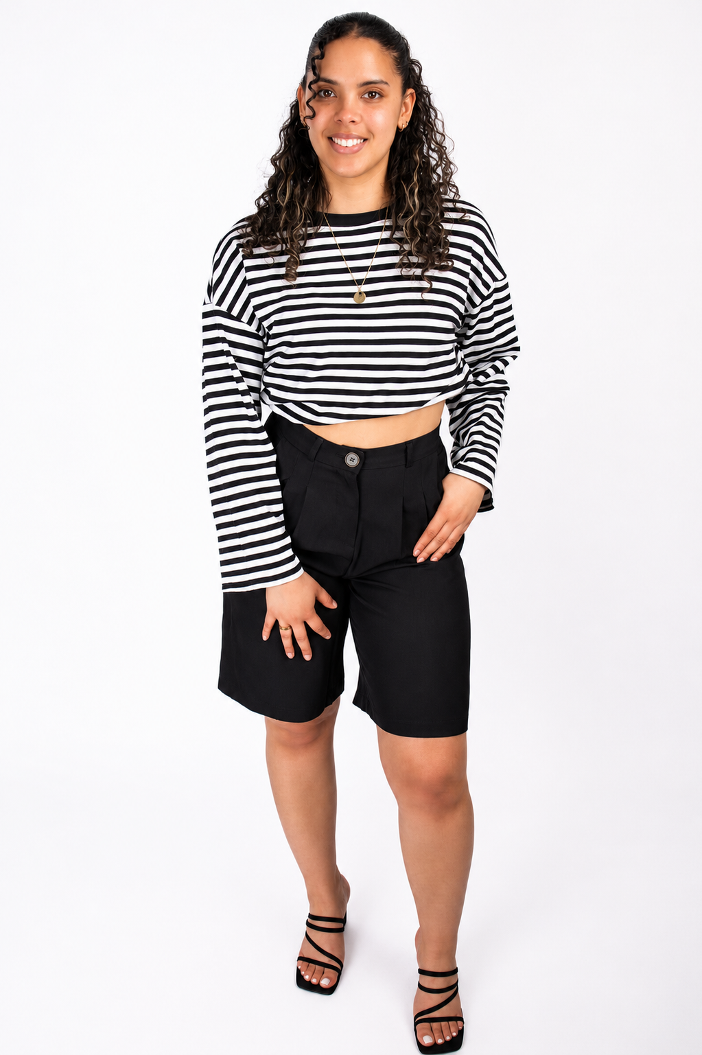 Séréna Stripe Top - Black