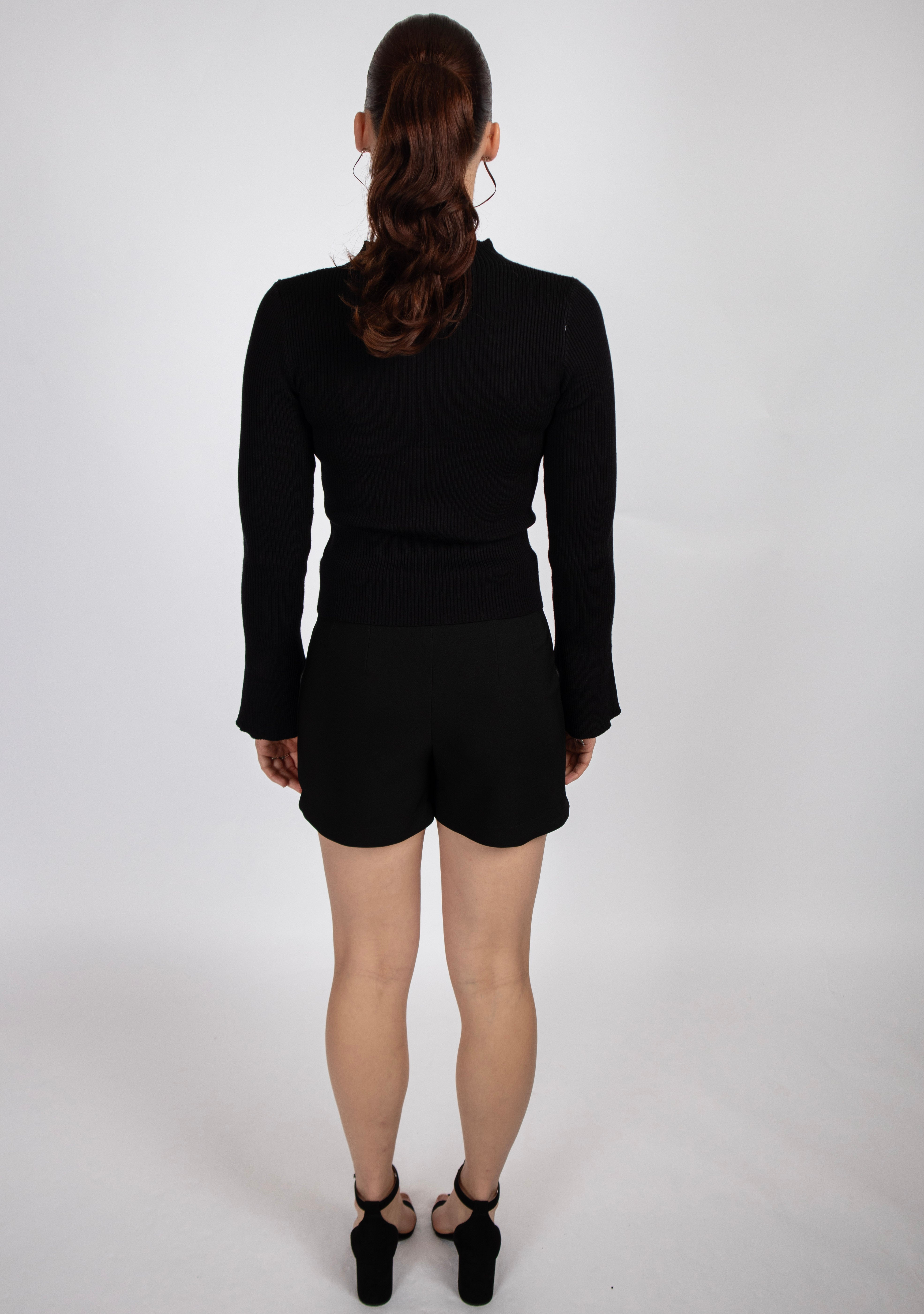 Diamond Ribbed Top Black