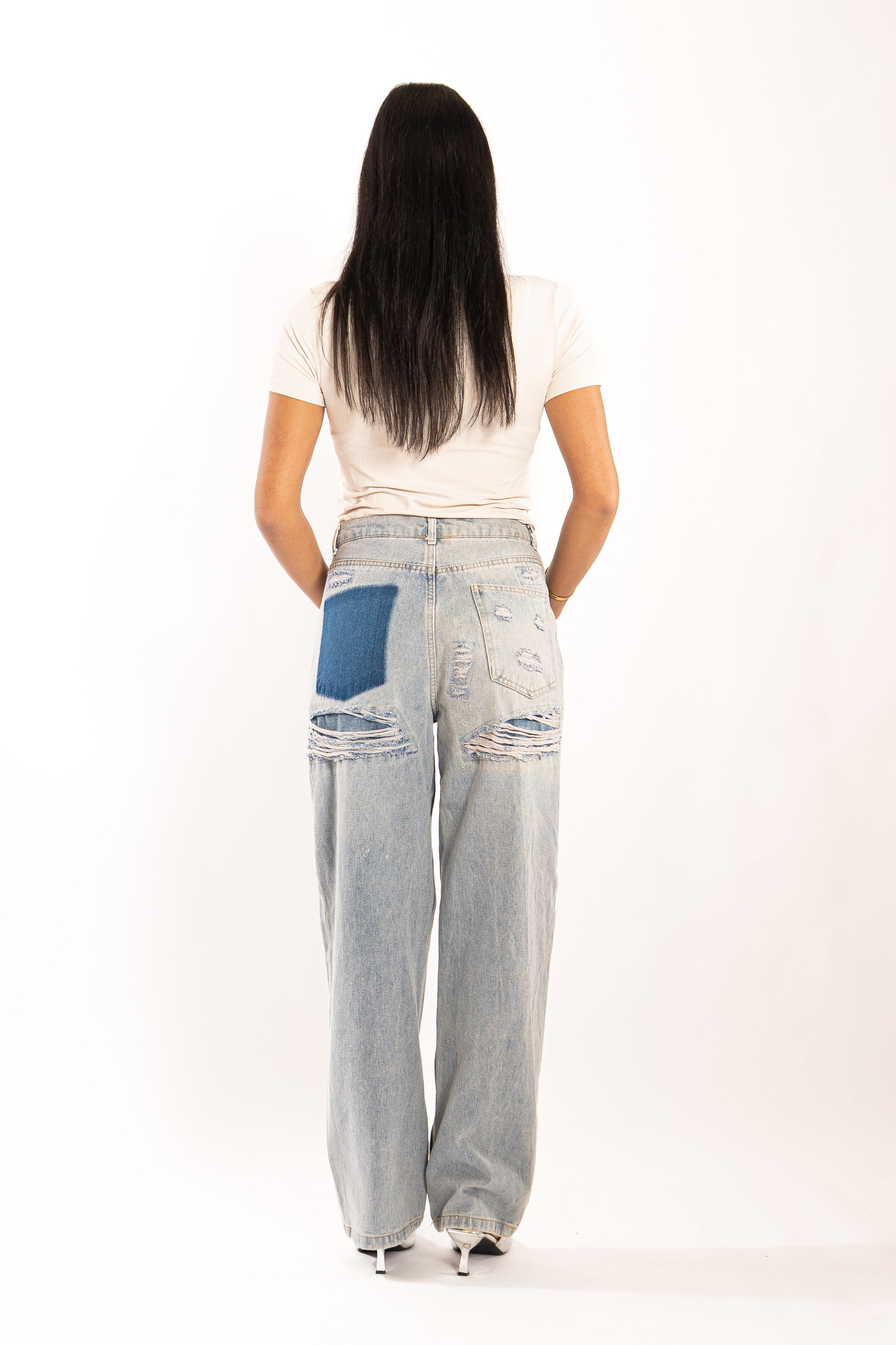 Zara Licht Blauw Zak jeans