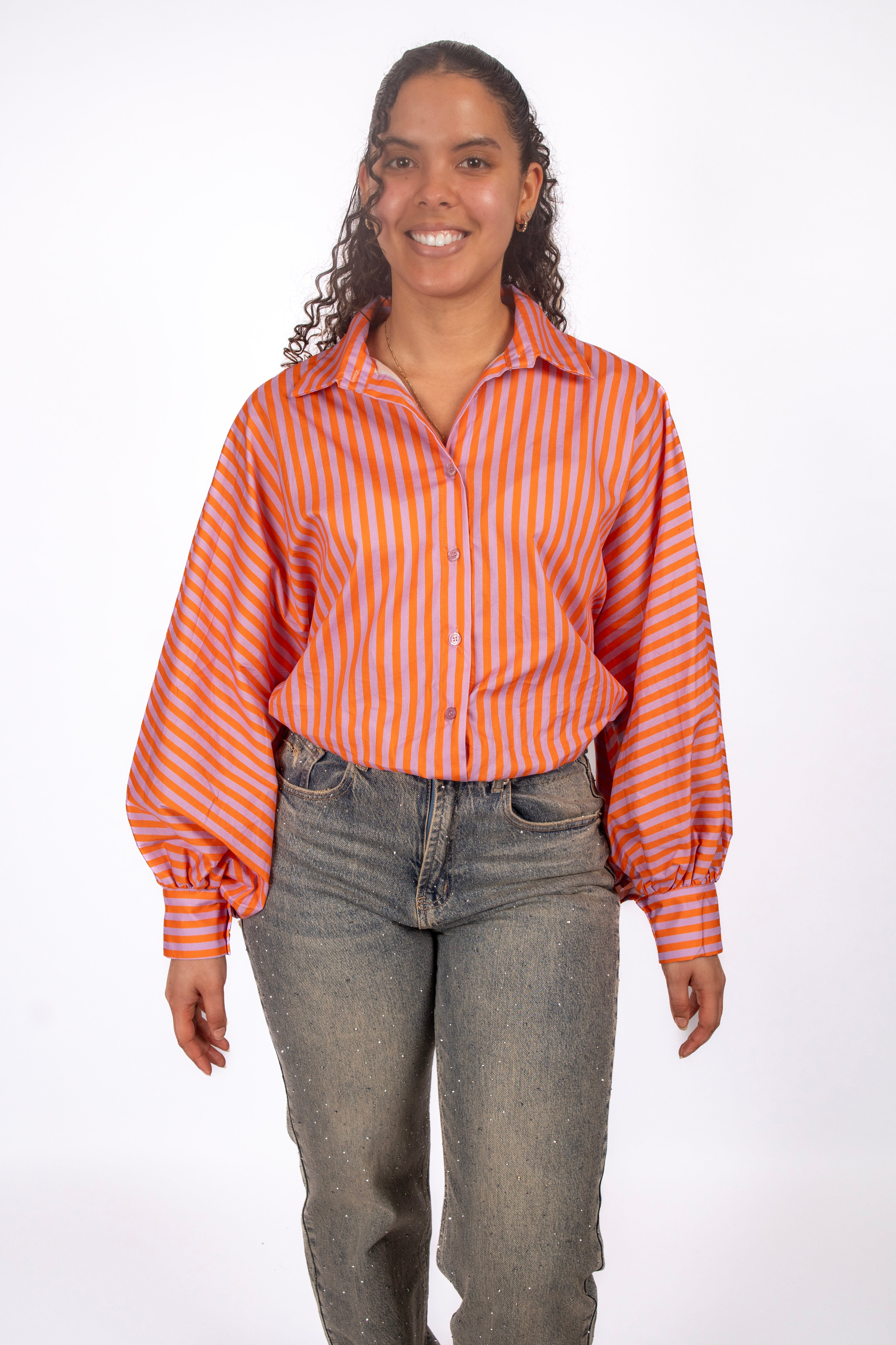 Stripe Oversized blouse - Pink