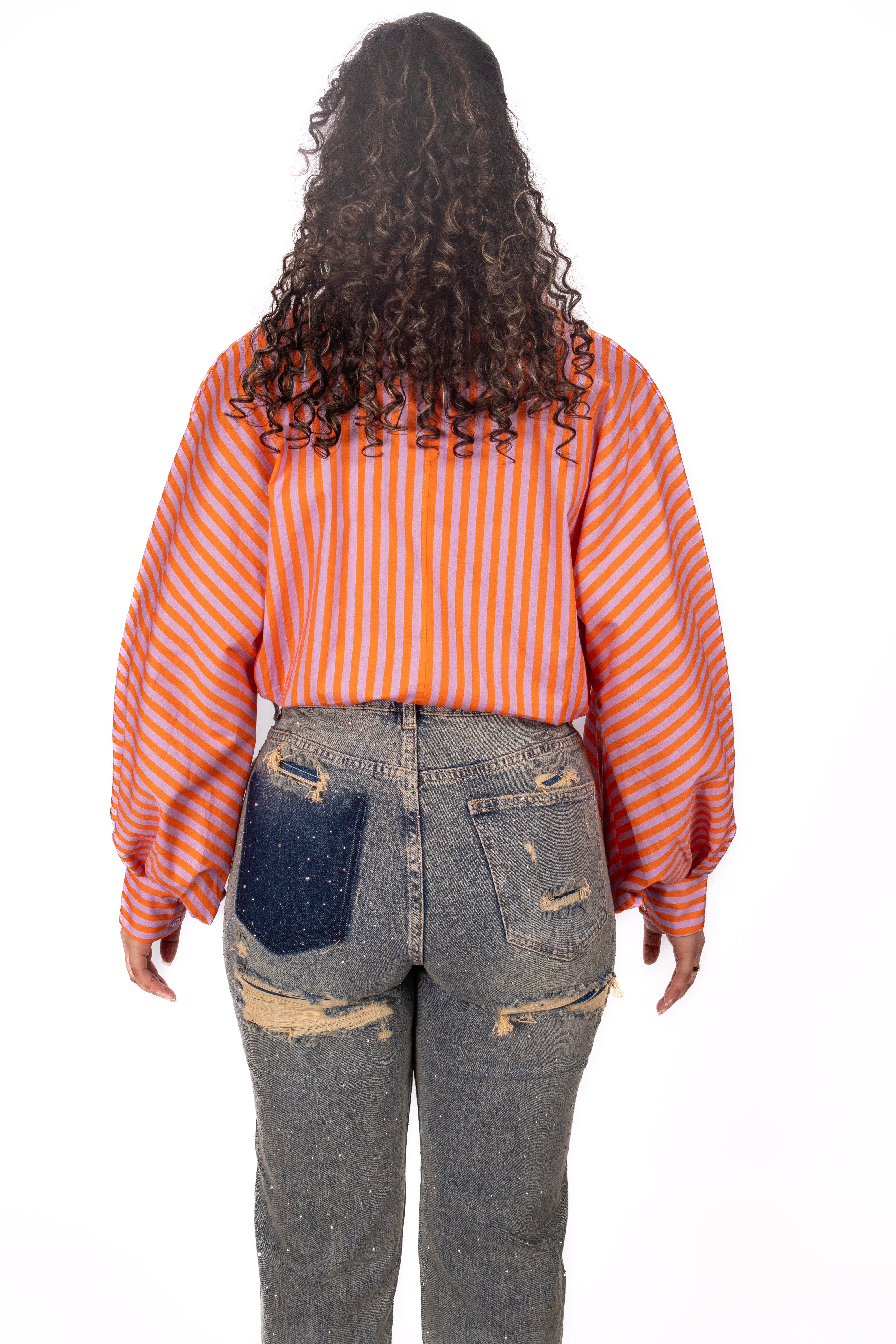 Stripe Oversized blouse - Pink