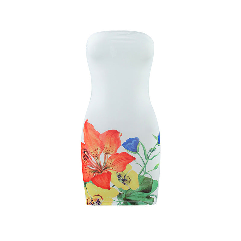 Maëva ™ | Tube bloemenprint korte jurk