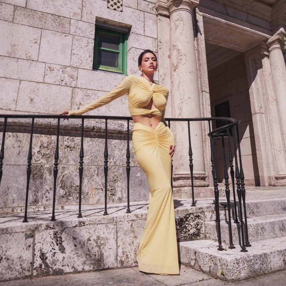 Simone - Gedraaide Jurk met Blote Taille