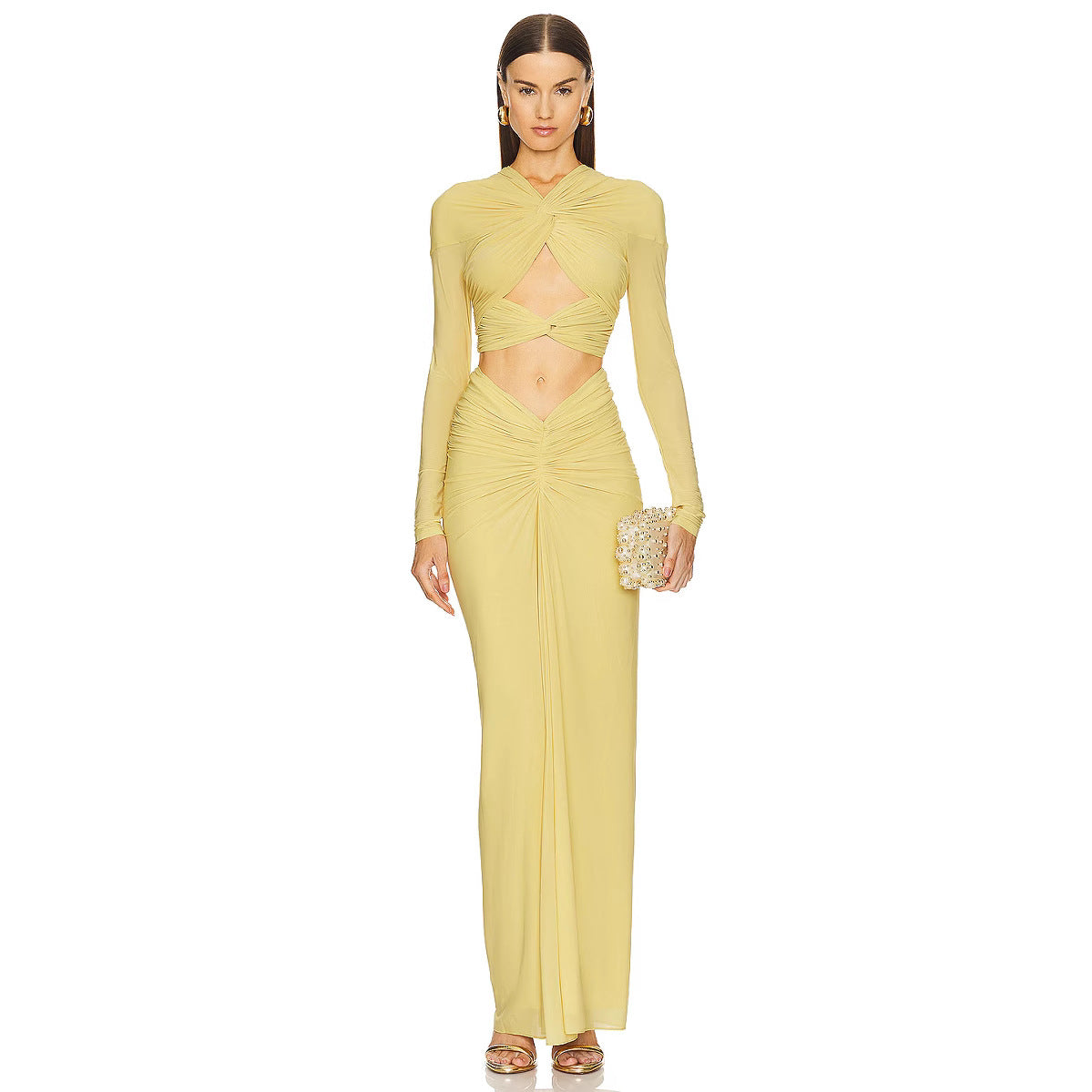 Simone - Gedraaide Jurk met Blote Taille