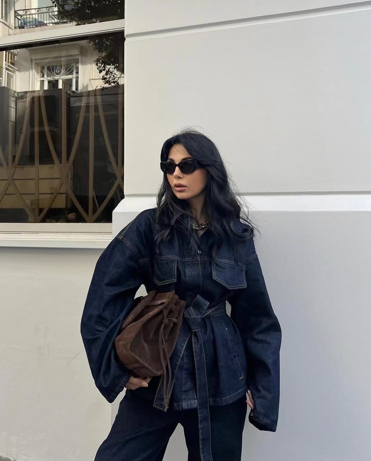 Revers Denim Jas & Broek Set