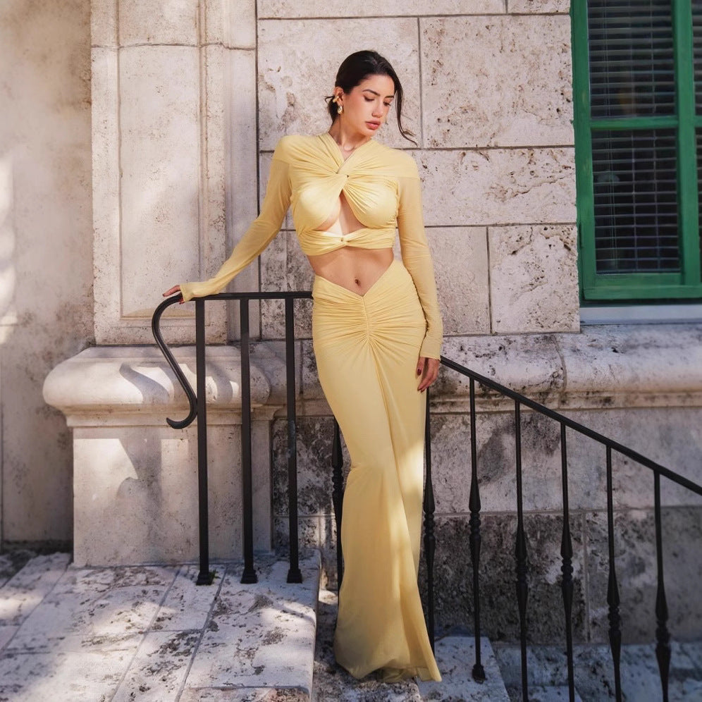 Simone - Gedraaide Jurk met Blote Taille