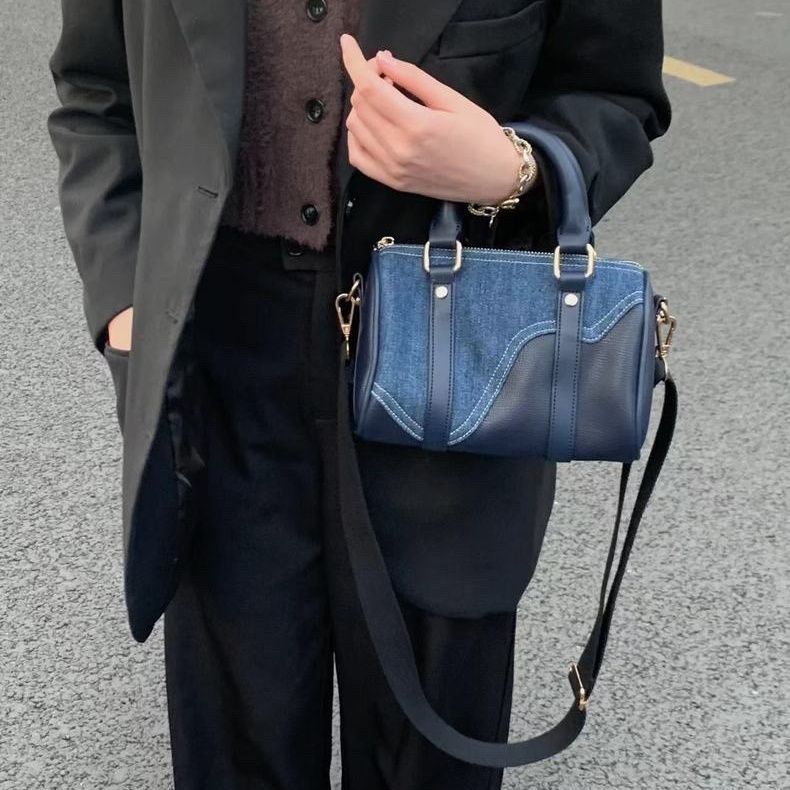 Nohelah™ | Denim en Leren Boston Tas