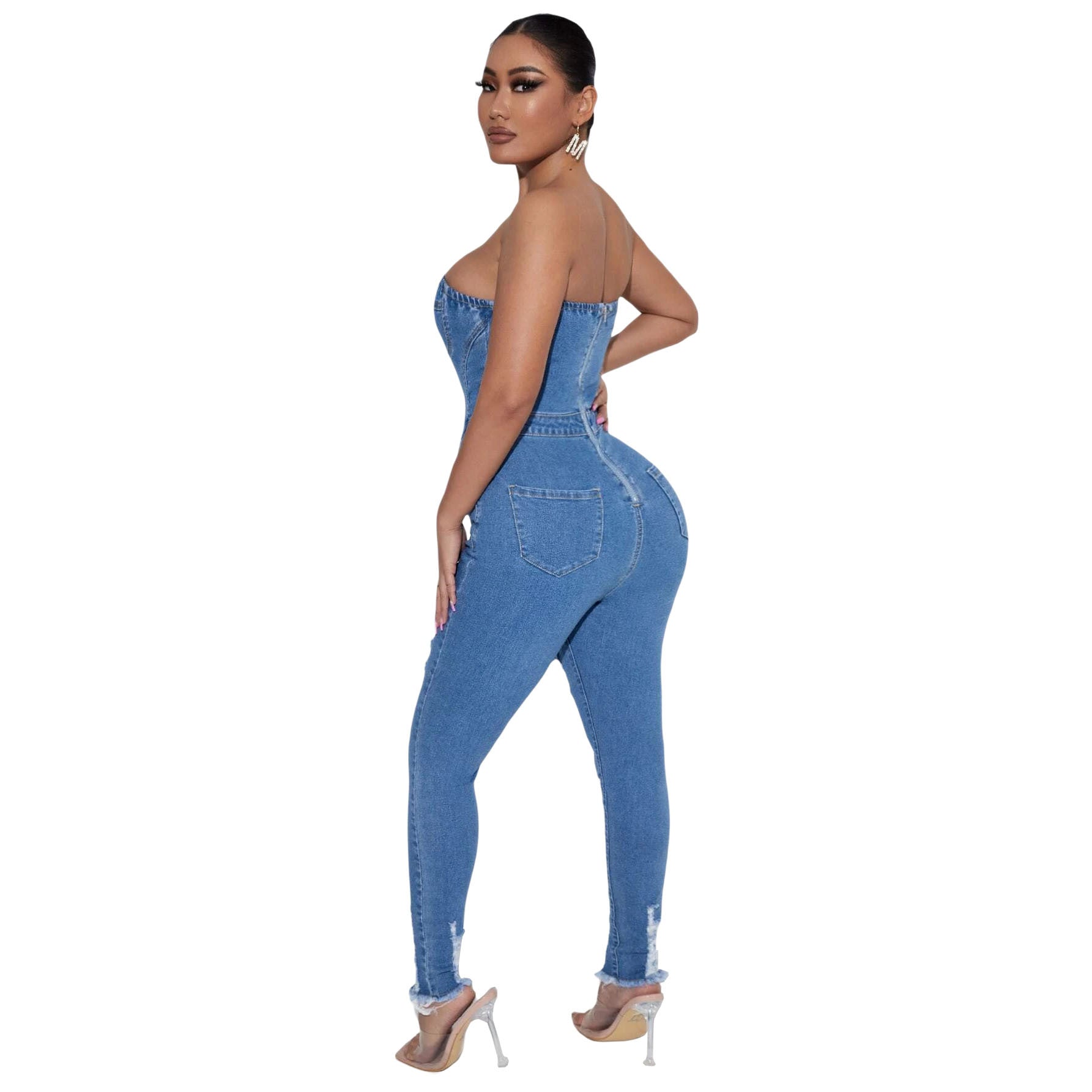 Shamyah™ | Denim Damesjumpsuit met Tubetop