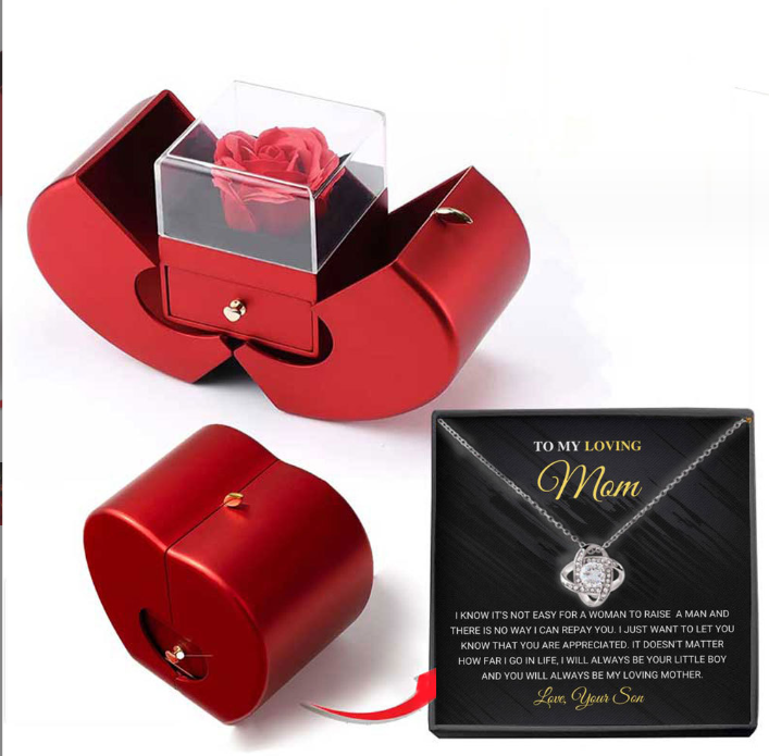 Rose Appel Sieraad doos - Met Eeuwige Roos ketting.