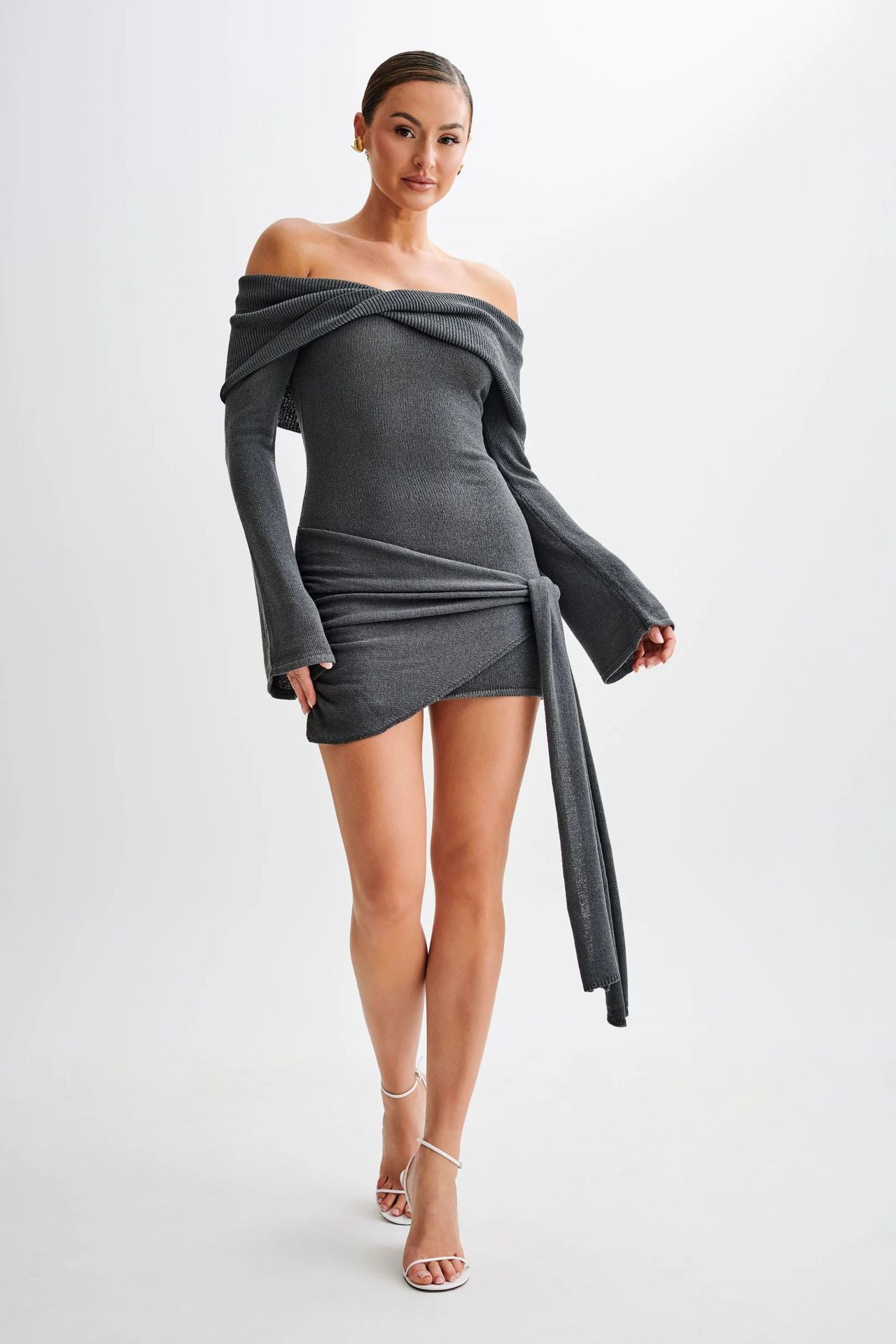 Zuley - Off-Shoulder Gebreide Mini - Jurk