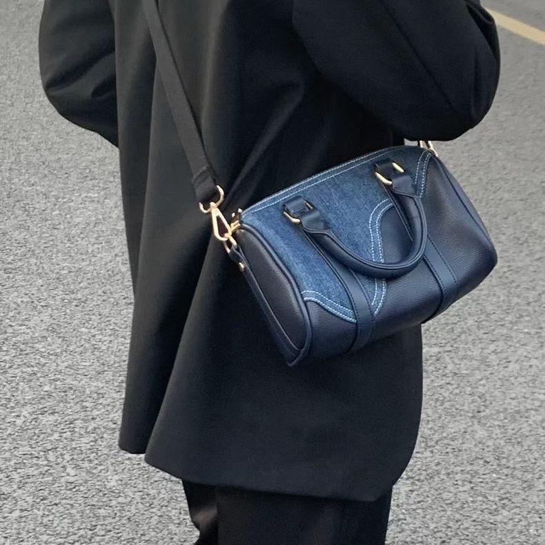 Nohelah™ | Denim en Leren Boston Tas