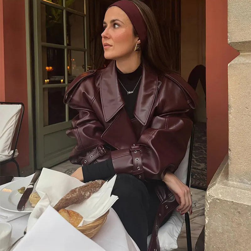 Isabel - Leren Cropped Jacket