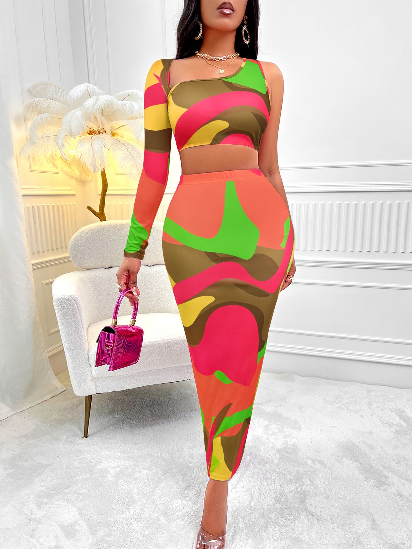 Leilah™ | Enchanting One Shoulder Skirt Suit