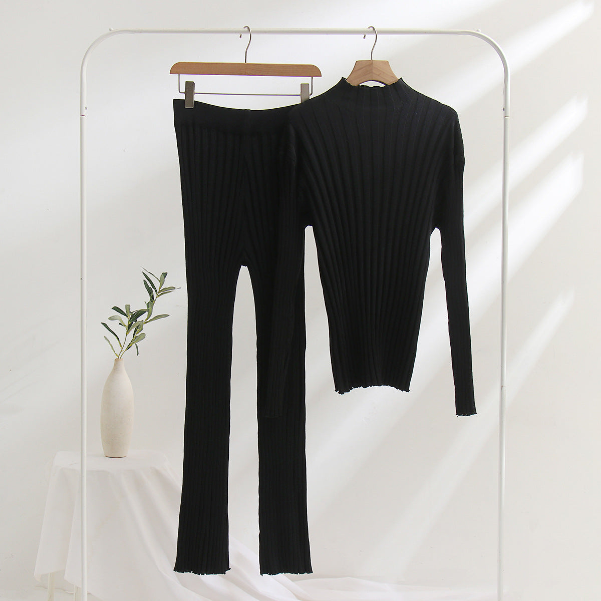Savita™ | Striped Knitted Two Piece Trouser Suit with Flared Trousers and Sweater.