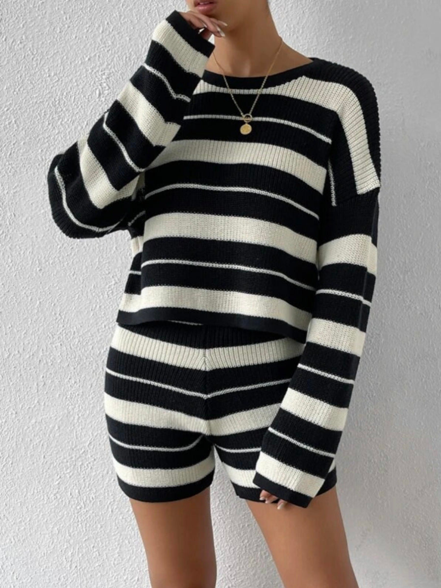 Lisah™ | Black and White Striped Comfy Set