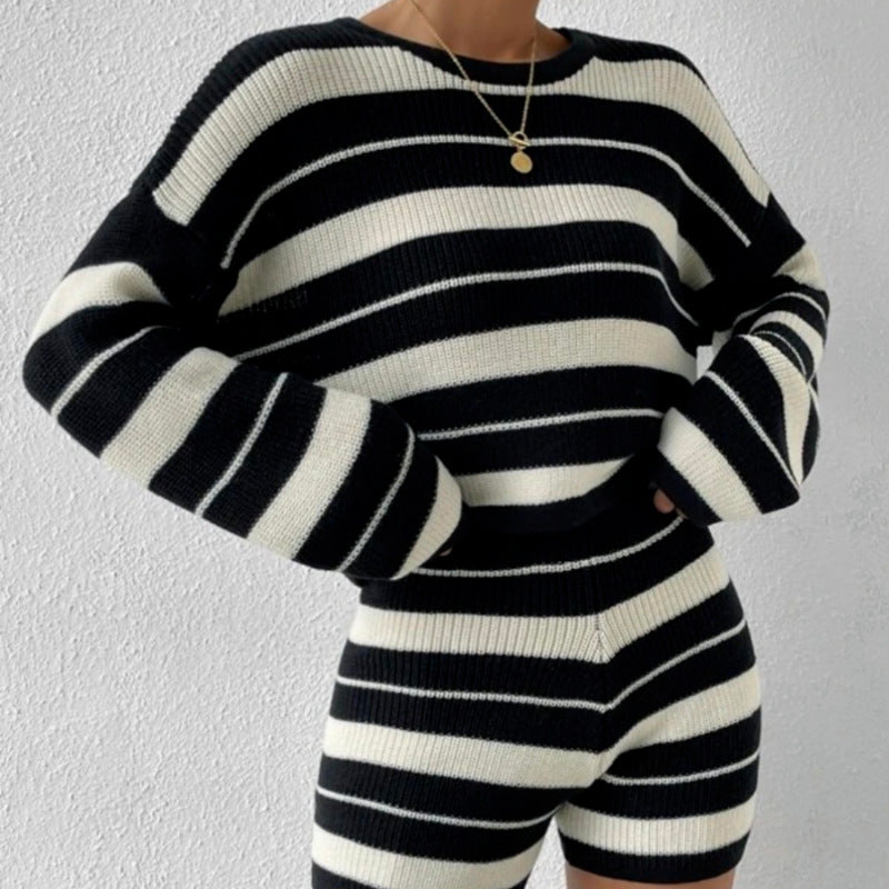 Lisah™ | Black and White Striped Comfy Set