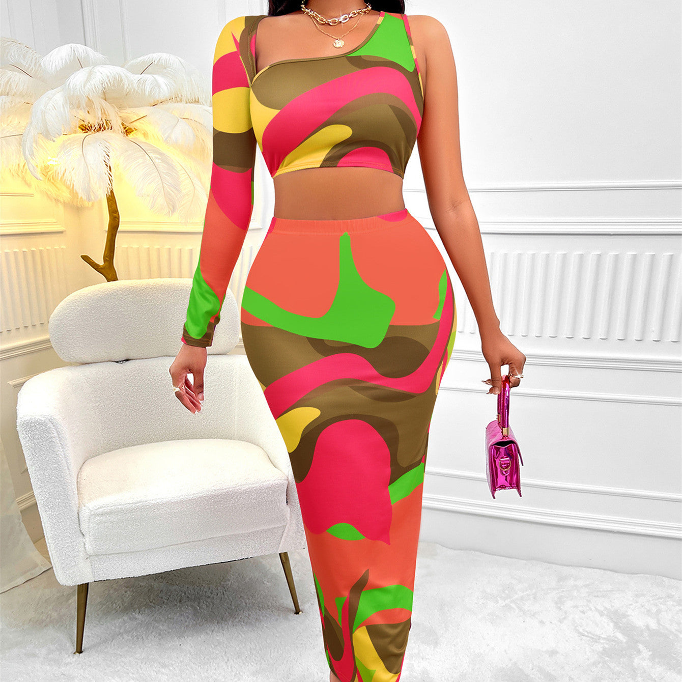 Leilah™ | Enchanting One Shoulder Skirt Suit
