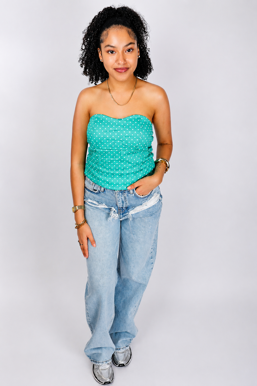 Rosalie Polka Top Aqua