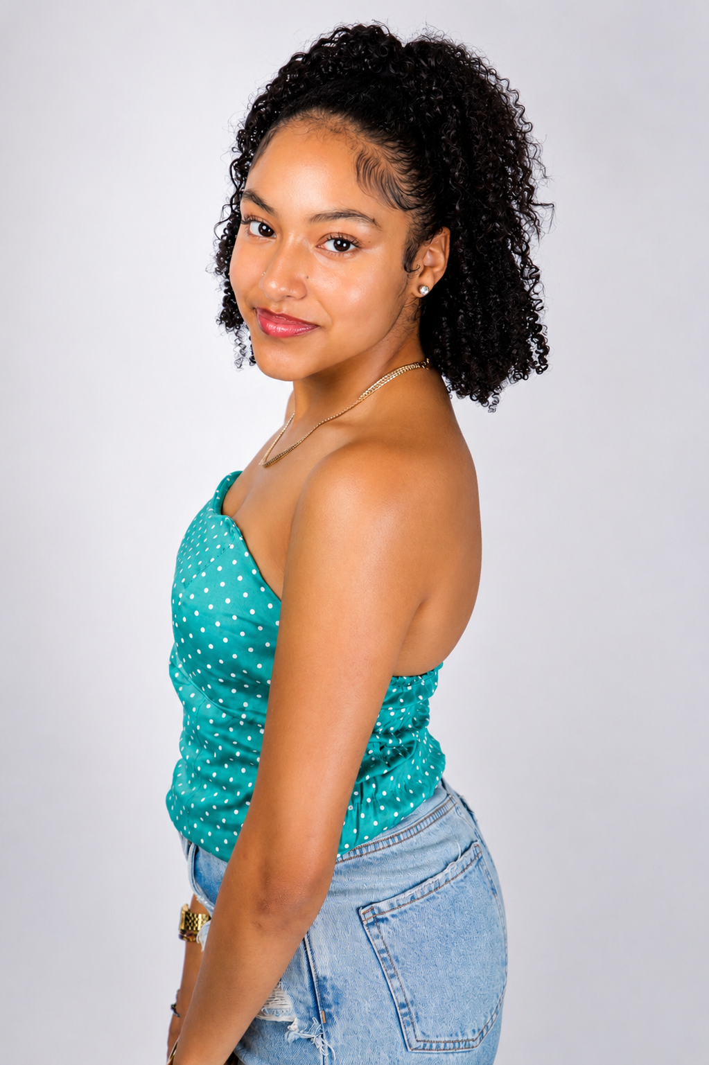 Rosalie Polka Top Aqua