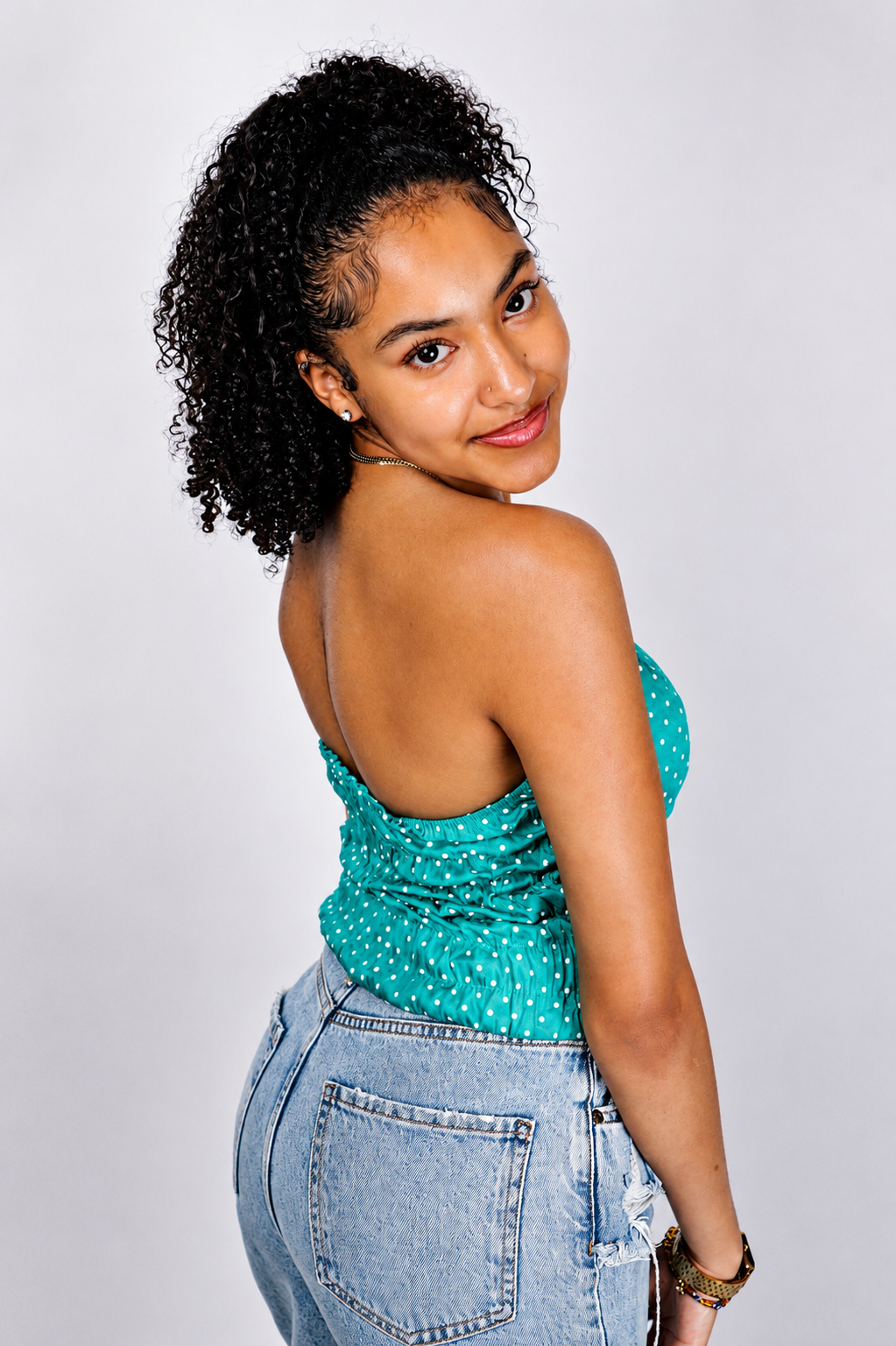 Rosalie Polka Top Aqua