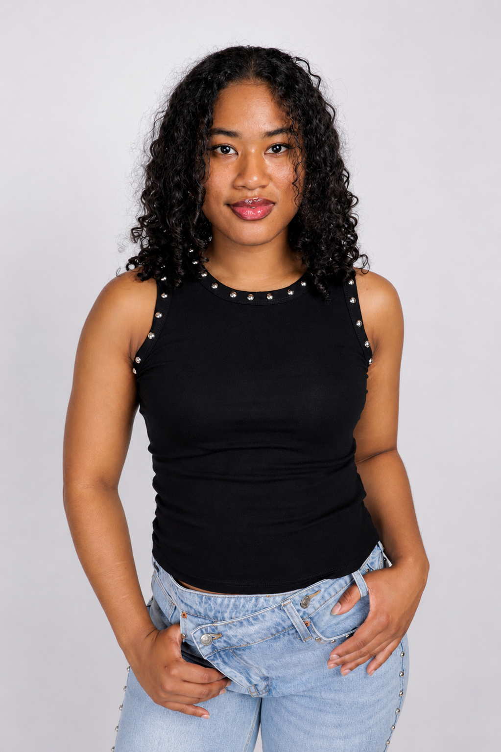 Stud Tanktop Zwart