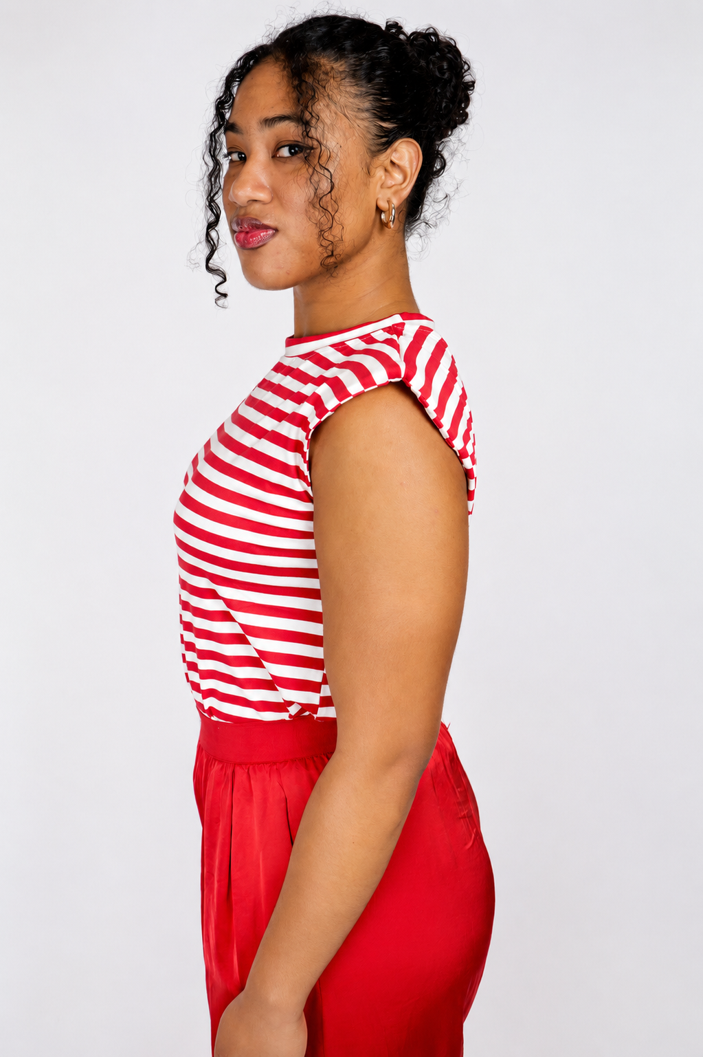 Red Stripe Shoulder Top