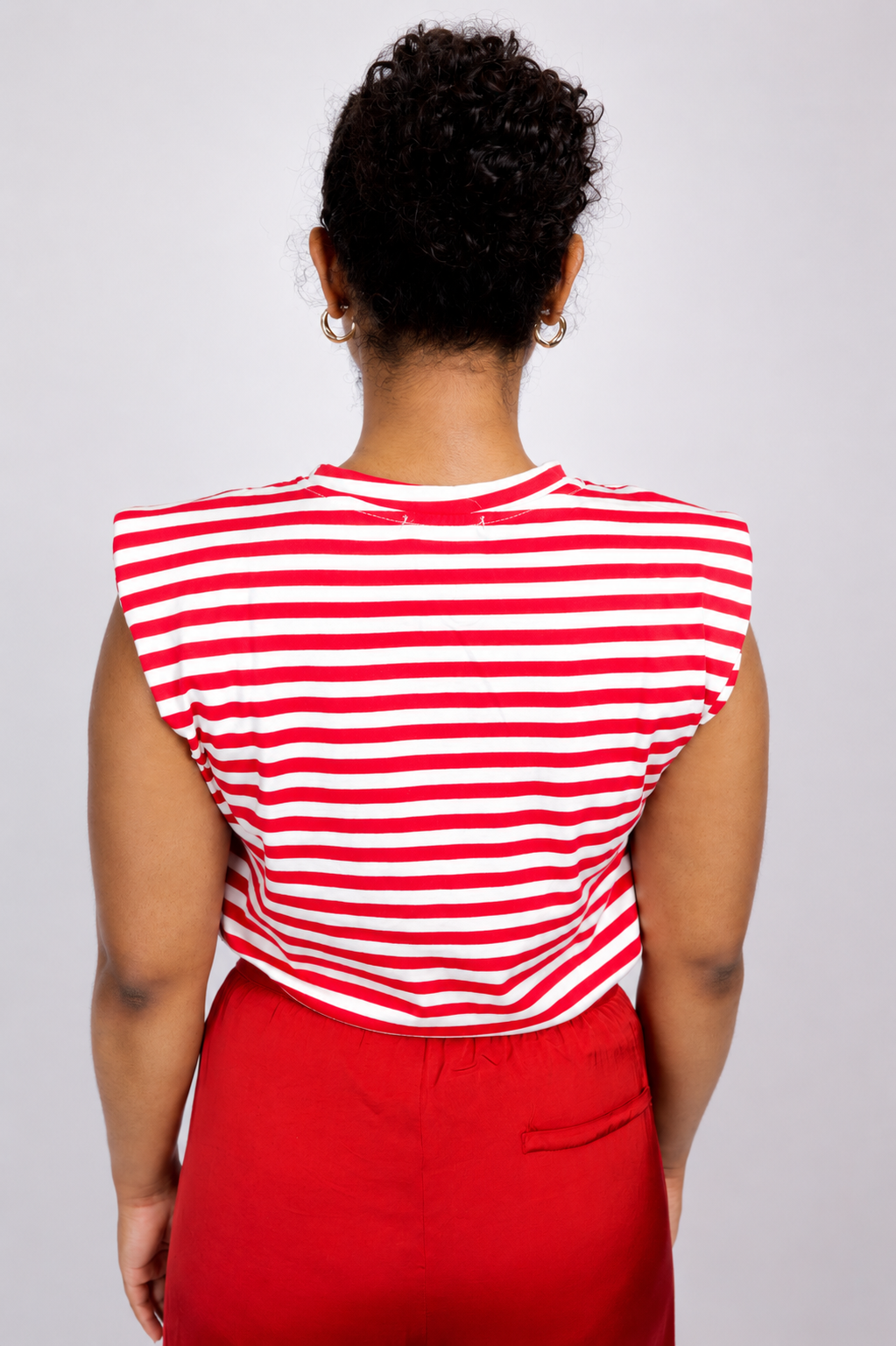 Red Stripe Shoulder Top